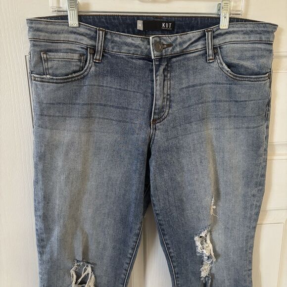 Kut from The Kloth Womens Reese Ankle Straight Leg 14 Ripped College Preppy Logo - Picture 3 of 16